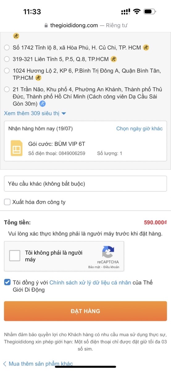 Kiểm tra đơn h&agrave;ng v&agrave; tiến h&agrave;nh đặt h&agrave;ng