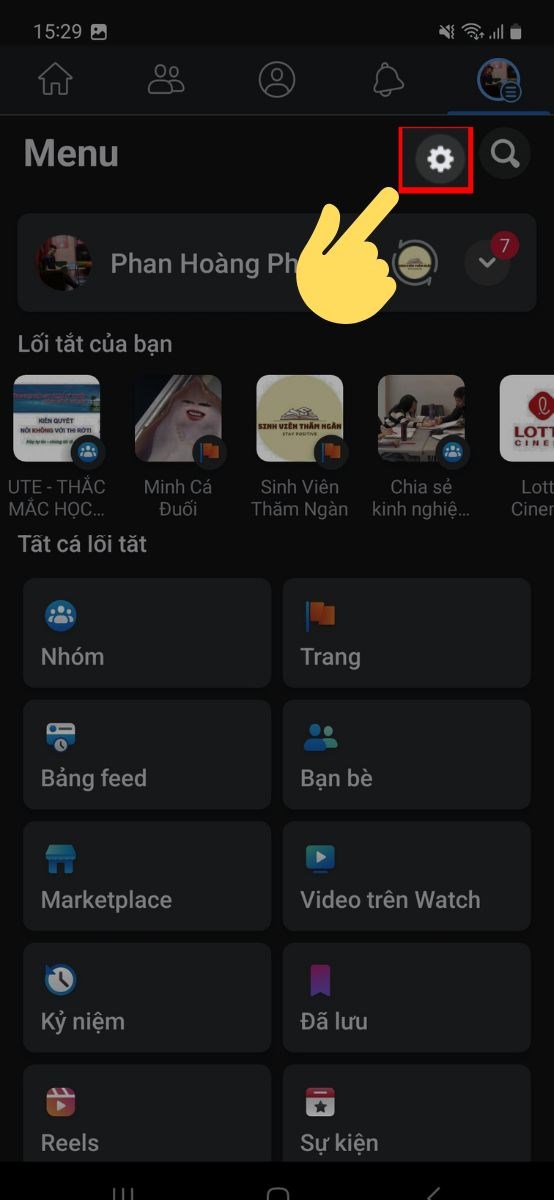 Chọn icon C&agrave;i đặt