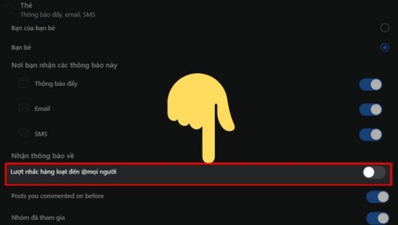 Thanh gạt chuyển m&agrave;u x&aacute;m l&agrave; bạn đ&atilde; tắt chức năng n&agrave;y