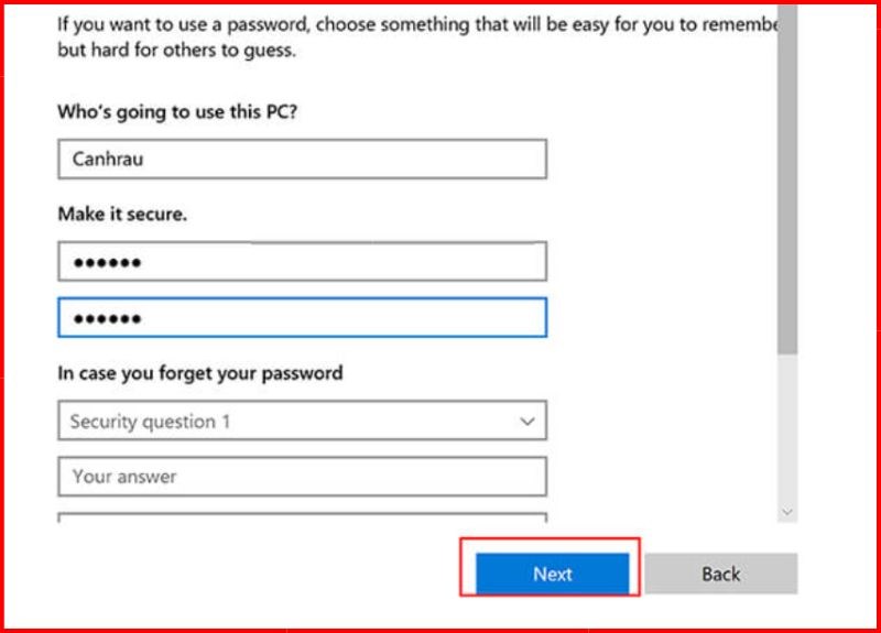 Chọn Add a user without Microsoft account