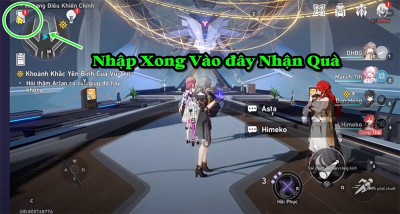 Bước 3: Vào game để nhận thưởng.