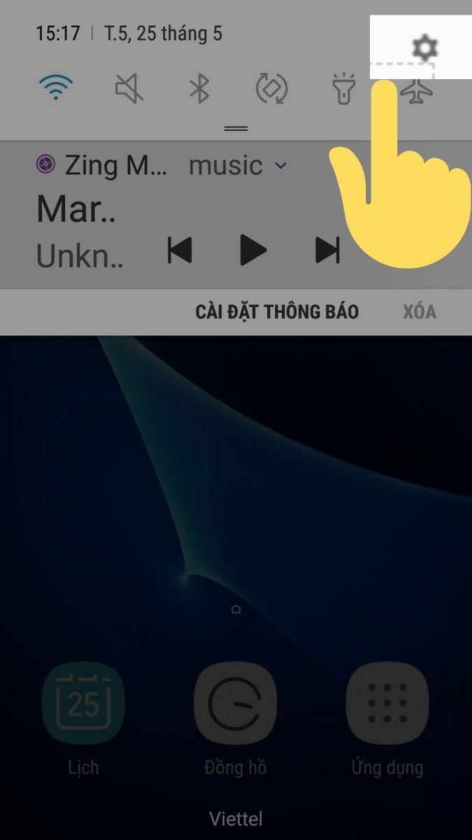 Chọn icon C&agrave;i đặt