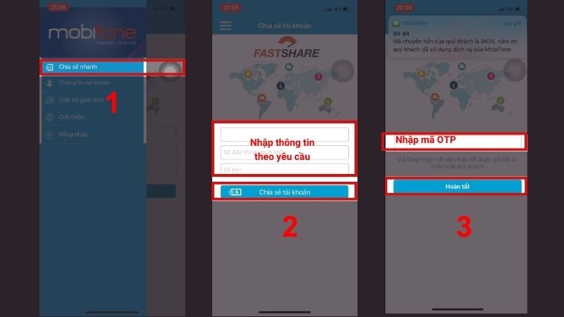 Vào Chia sẻ nhanh tại menu > Nhập thông tin theo yêu cầu > Chọn hoàn tất Vào Chia sẻ nhanh tại menu > Nhập thông tin theo yêu cầu > Chọn hoàn tất