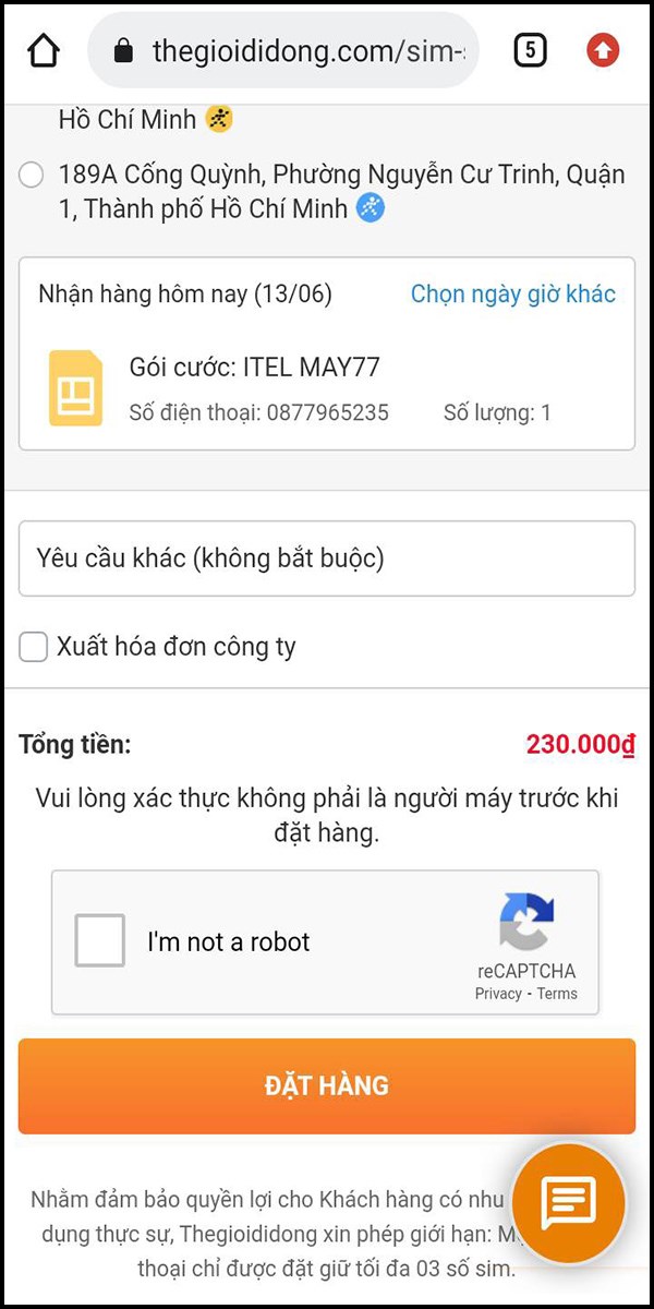Kiểm tra đơn h&agrave;ng v&agrave; tiến h&agrave;nh đặt h&agrave;ng