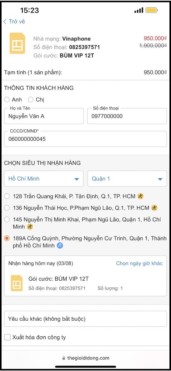 Nhập thông tin đơn hàng Nhập thông tin đơn hàng