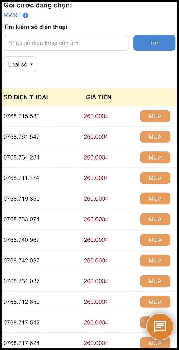 Chọn số điện thoại m&agrave; bạn muốn 