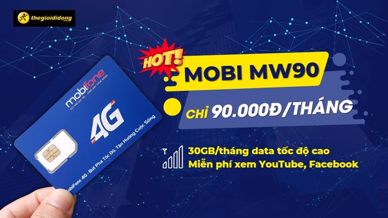 Đăng k&yacute; g&oacute;i Mobi MW90, c&oacute; ng&agrave;y 1GB/ng&agrave;y, xem YouTube, Facebook kh&ocirc;ng giới hạn