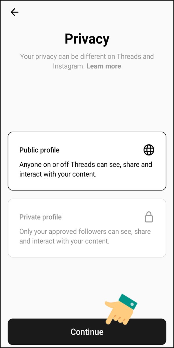 Tiếp tục nhấp chọn Continue