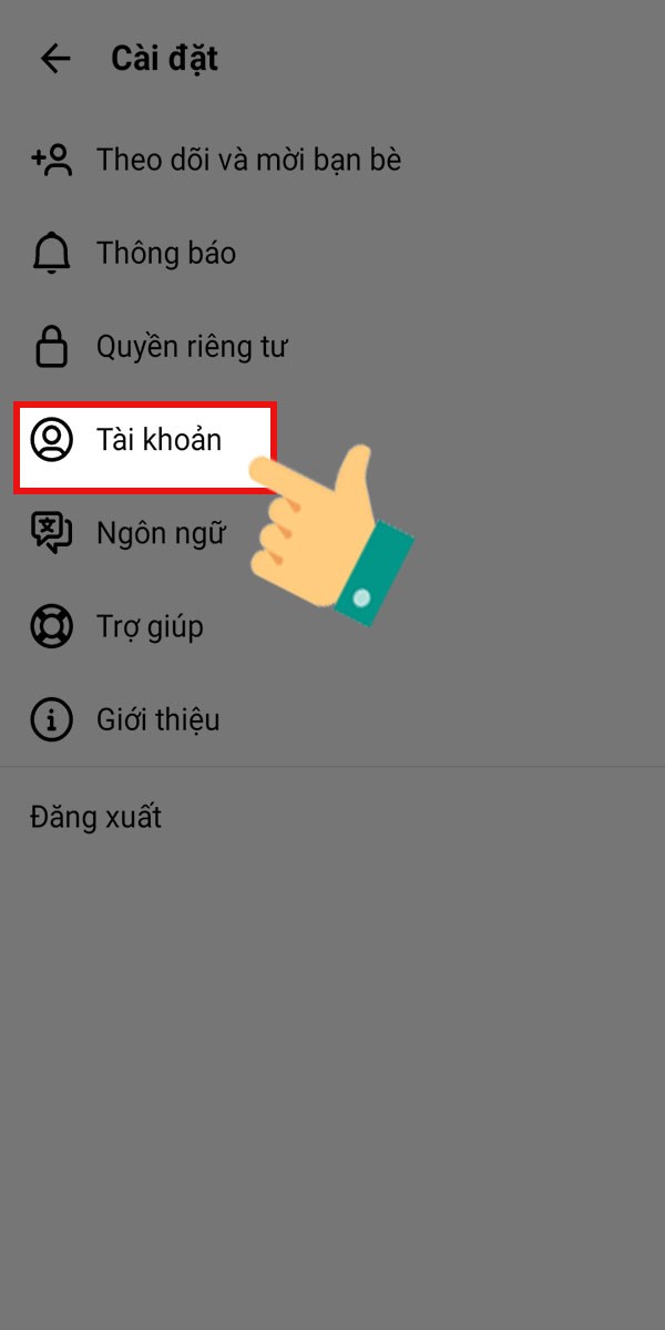 Nhấp chọn tài khoản