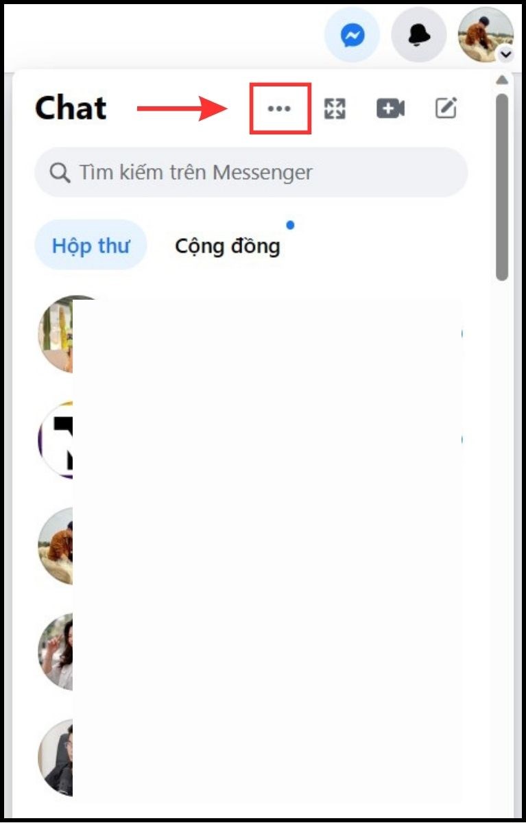 Mở mục Messenger trong màn hình chính của Facebook