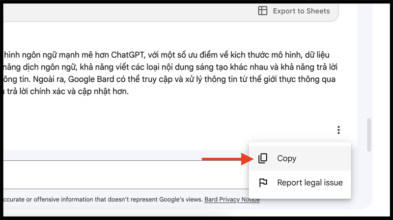 Copy nội dung từ Bard