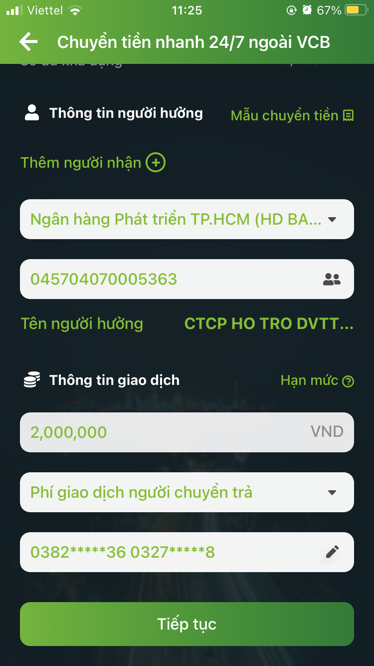 Nhập số tiền v&agrave; ghi ch&uacute; thanh to&aacute;n
