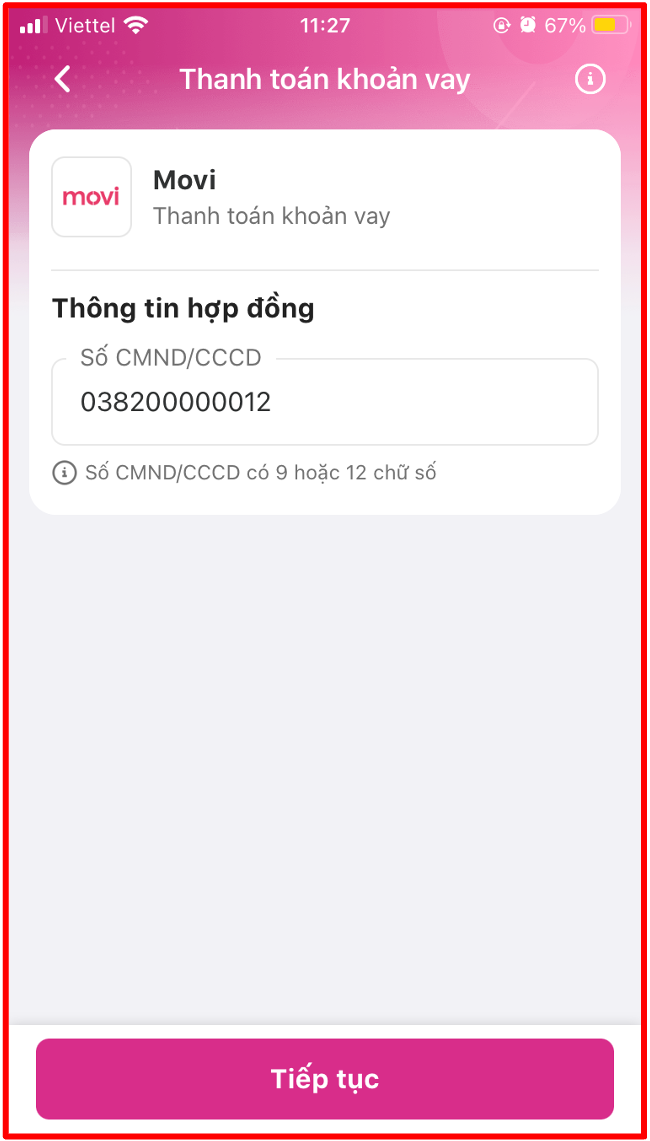 Nhập th&ocirc;ng tin số CMND/CCCD