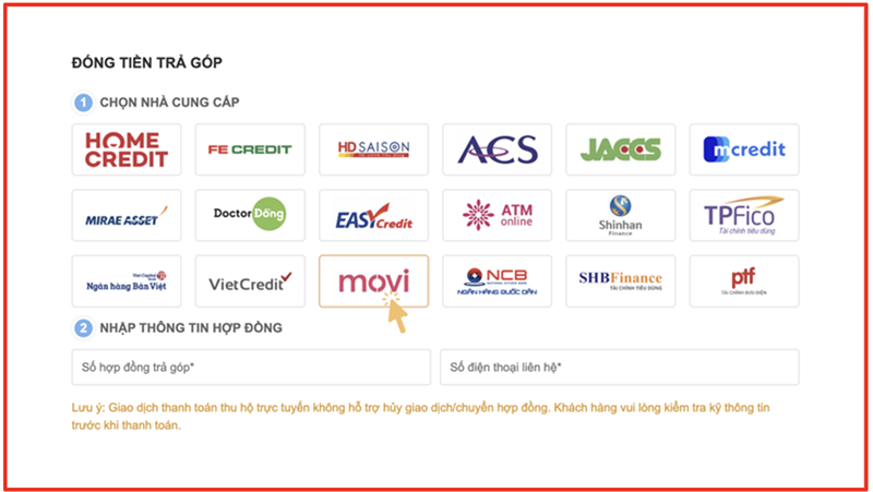 Chọn nh&agrave; cung cấp dịch vụ 