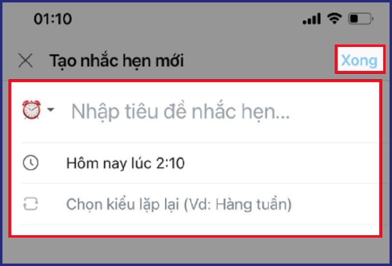 Điền thông tin và nhấn xong