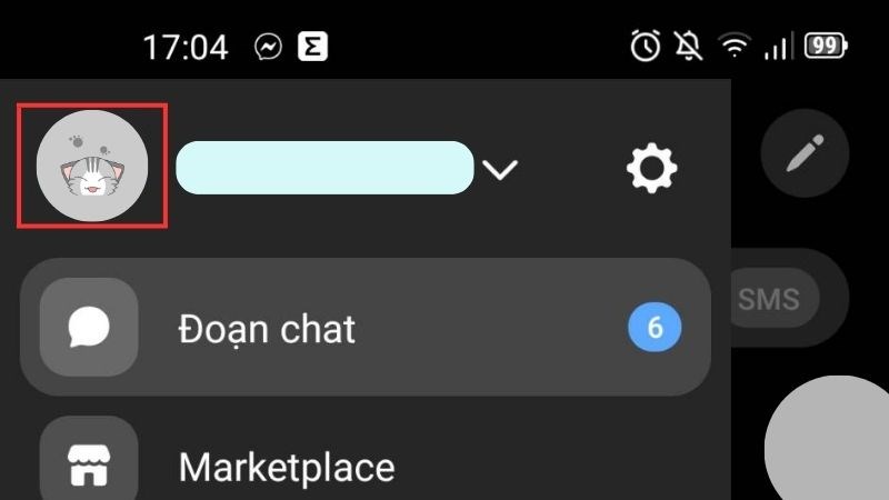 Chạm vào Avatar của bạn để mở danh sách các tài khoản Messenger đã đăng nhập trên thiết bị của bạn.