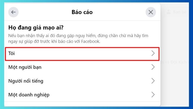 Bước 5: Chọn giả mạo Tôi