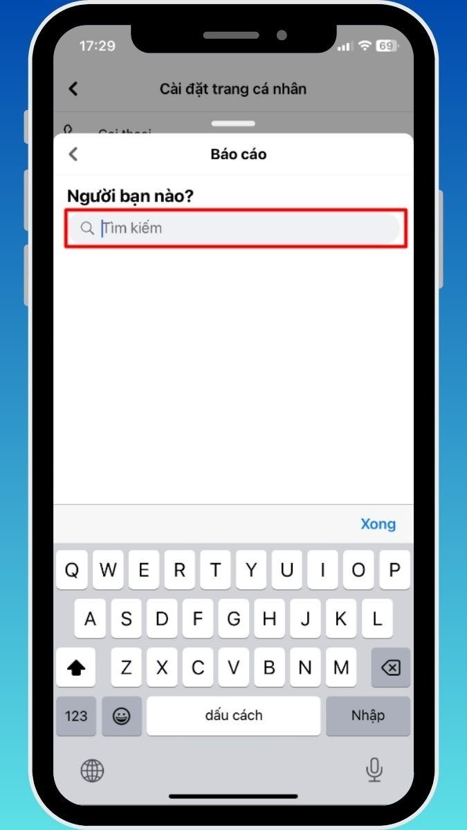 Bước 5: Tìm kiếm tên tài khoản mới của bạn > Thực hiện tiếp tục để hoàn thành báo cáo