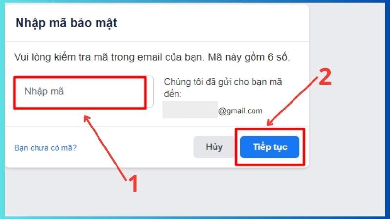 Nếu bạn còn giữ Email khôi phục thì chọn cách 1 và làm các bước như hình