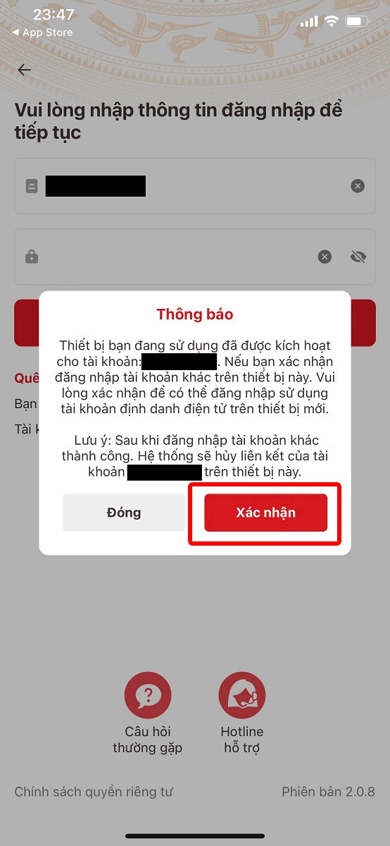 Xác nhận thông báo hiển thị