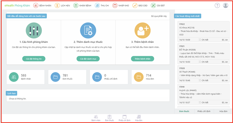 Giao diện phần mềm eHealth