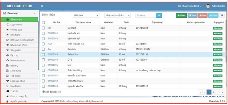 Giao diện phần mềm TCSOFT