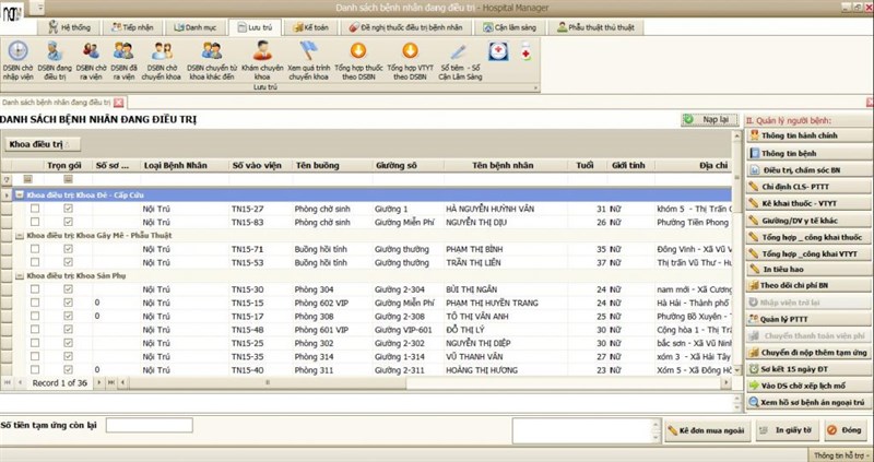 Giao diện phần mềm NANOSOFT