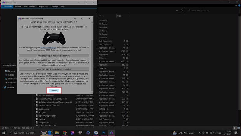 Nhấn Finished để ho&agrave;n tất