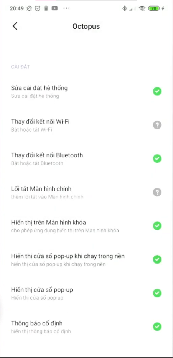 Chấp nhận c&aacute;c t&iacute;nh năng