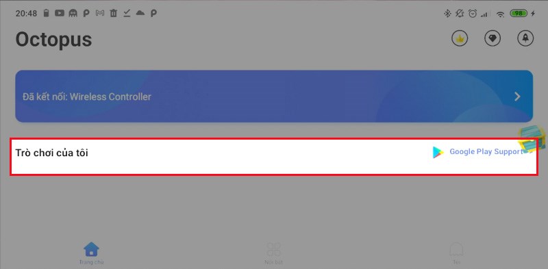 Nhấn chọn Tr&ograve; chơi của t&ocirc;i