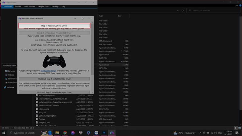 Nhấn Step 1 để c&agrave;i đặt
