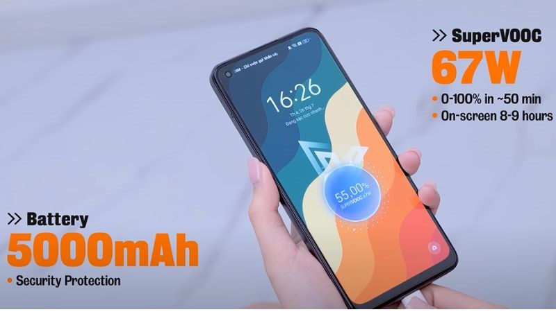 Dung lượng pin lớn v&agrave; sạc nhanh 67W