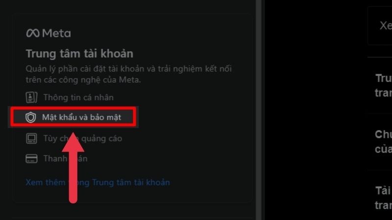 Chọn Mật khẩu và bảo mật