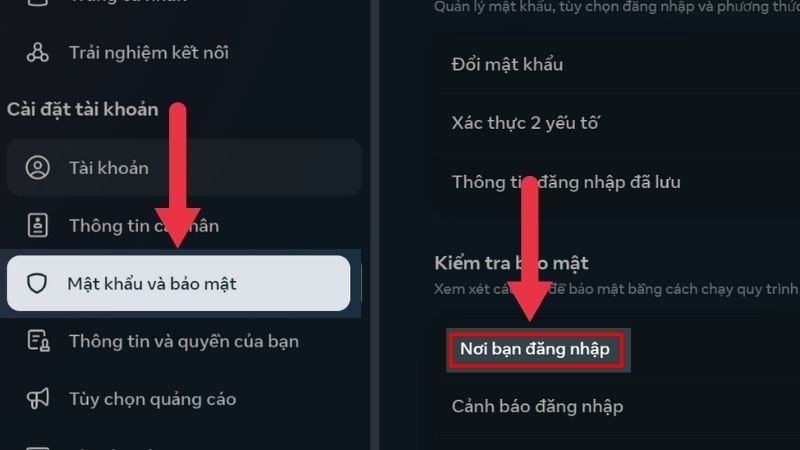Chọn tiếp Mật khẩu và bảo mật