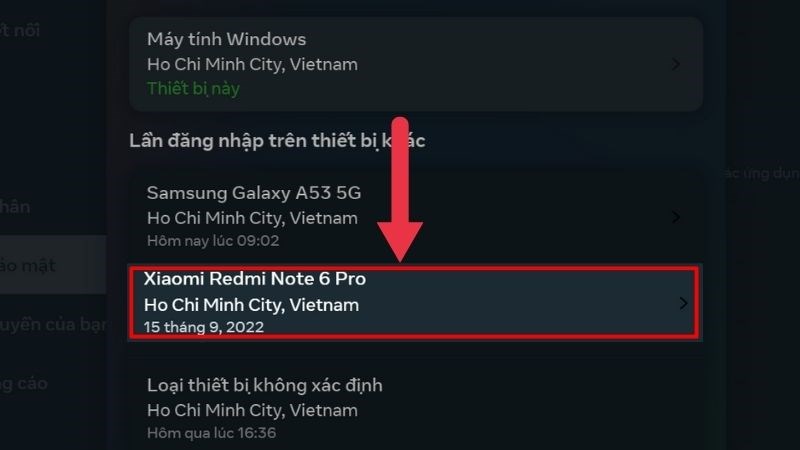 Chọn thiết bị mà bạn muốn gỡ tài khoản Messenger