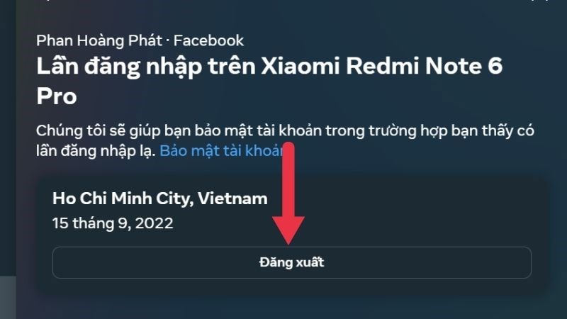 Bấm Đăng xuất