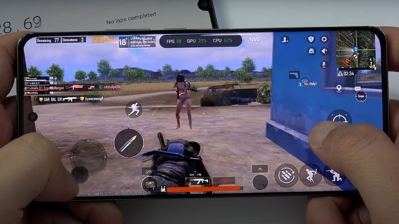 Oppo Reno10 Pro khi test game PUBG