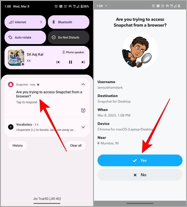 Cấp quyền truy cập Snapchat Web tr&ecirc;n điện thoại