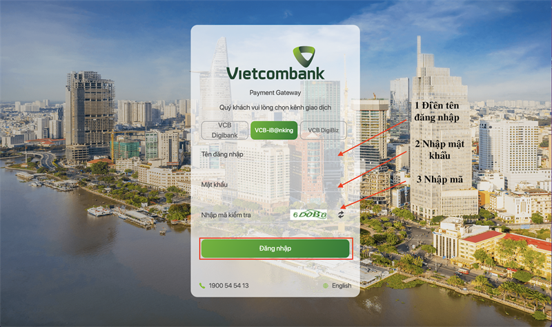 Điền thông tin tài khoản iBanking