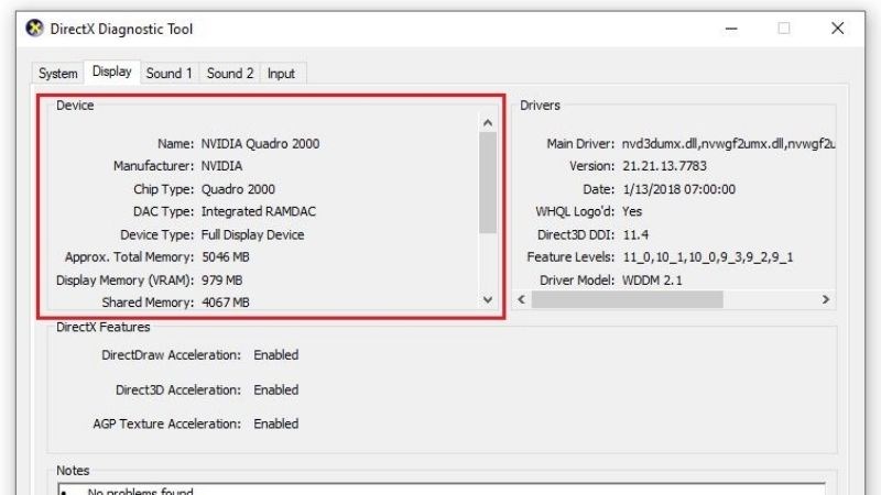 Chọn Display để xem th&ocirc;ng tin CPU