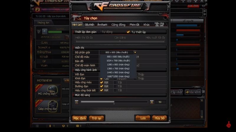 Chọn 1024x768 để chơi CF to&agrave;n m&agrave;n h&igrave;nh
