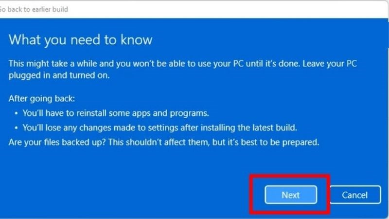 Nhấp vào Next để tiếp tục