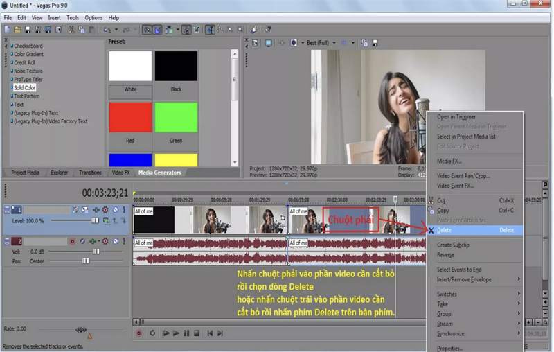 Chọn v&agrave; nhấn ph&iacute;m Delete
