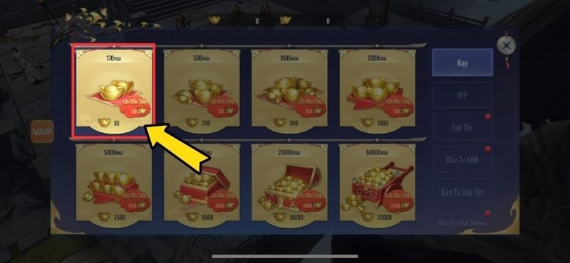 Chọn g&oacute;i nạp 