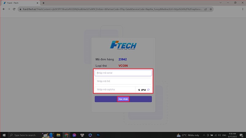 Nhập mã và xác nhận Nhập mã và xác nhận