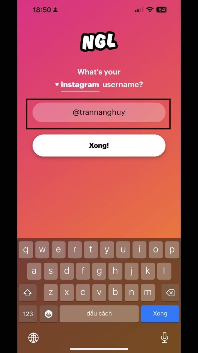 Mở ứng dụng và điền username Instagram của bạn vào