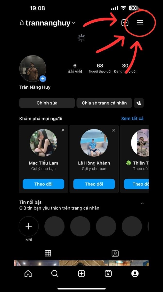 Chọn ký hiệu 3 thanh ngang ở góc trên cùng, bên phải màn hình.