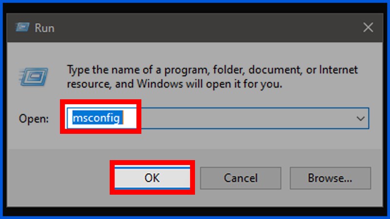 Mở Run và nhập MSConfig để mở Safe Mode