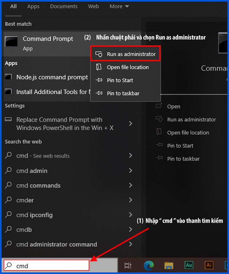 Mở Command Prompt