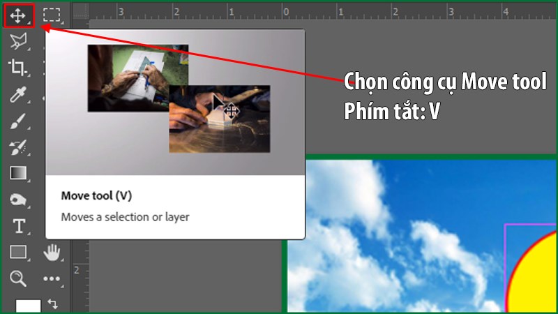 Chọn công cụ Move tool